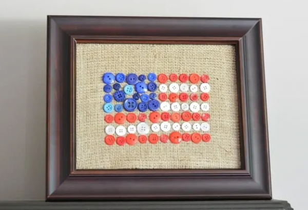 Image for event: Burlap Button American Flag